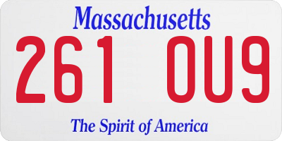 MA license plate 261OU9