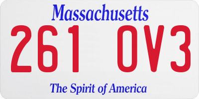 MA license plate 261OV3