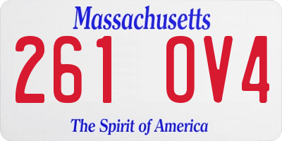 MA license plate 261OV4