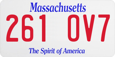MA license plate 261OV7
