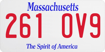MA license plate 261OV9