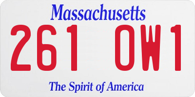 MA license plate 261OW1
