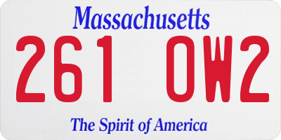 MA license plate 261OW2
