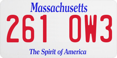MA license plate 261OW3