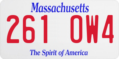 MA license plate 261OW4