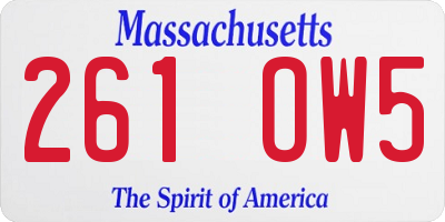 MA license plate 261OW5