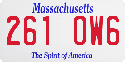 MA license plate 261OW6
