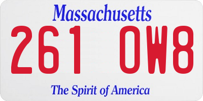 MA license plate 261OW8