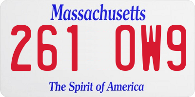 MA license plate 261OW9