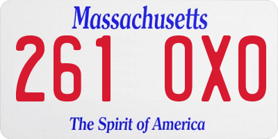 MA license plate 261OX0