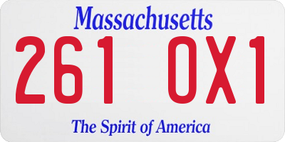 MA license plate 261OX1