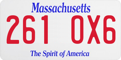 MA license plate 261OX6