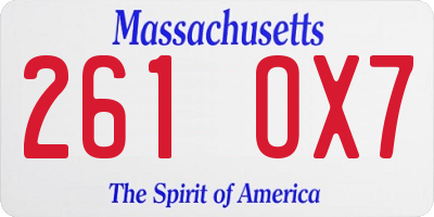 MA license plate 261OX7