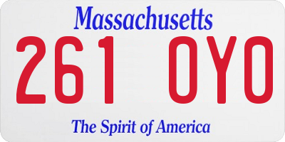 MA license plate 261OY0