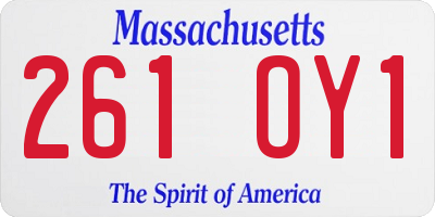 MA license plate 261OY1