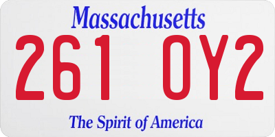 MA license plate 261OY2
