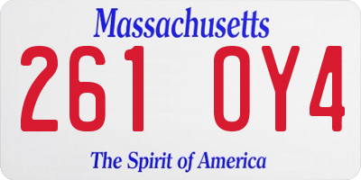MA license plate 261OY4