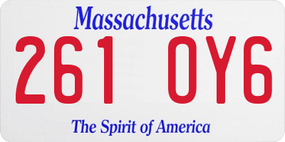 MA license plate 261OY6