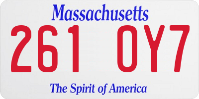 MA license plate 261OY7