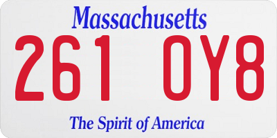 MA license plate 261OY8