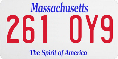 MA license plate 261OY9