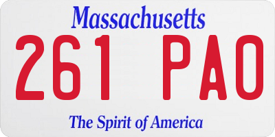 MA license plate 261PA0
