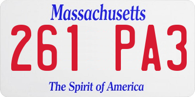 MA license plate 261PA3