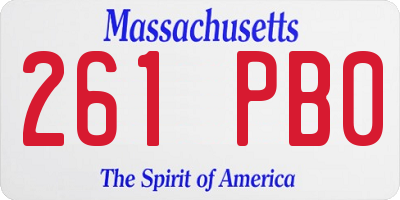 MA license plate 261PB0