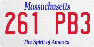 MA license plate 261PB3