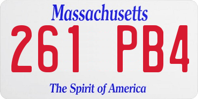 MA license plate 261PB4