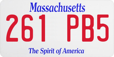 MA license plate 261PB5