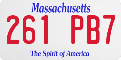 MA license plate 261PB7