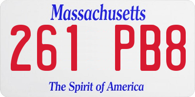 MA license plate 261PB8