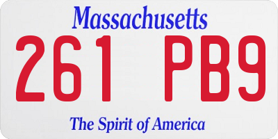 MA license plate 261PB9