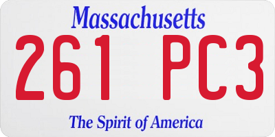 MA license plate 261PC3