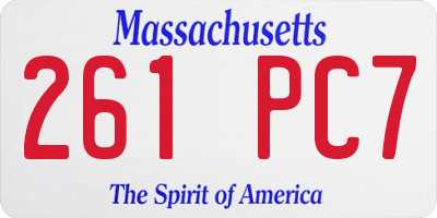 MA license plate 261PC7