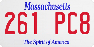 MA license plate 261PC8