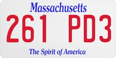 MA license plate 261PD3