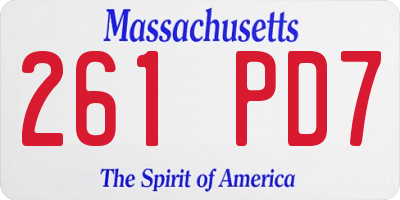 MA license plate 261PD7
