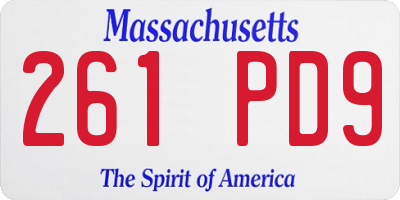 MA license plate 261PD9