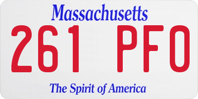 MA license plate 261PF0