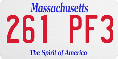 MA license plate 261PF3