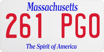 MA license plate 261PG0