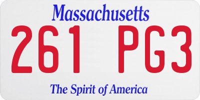 MA license plate 261PG3