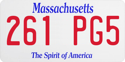 MA license plate 261PG5