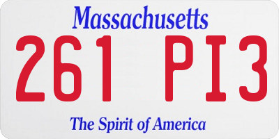 MA license plate 261PI3