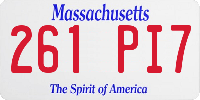 MA license plate 261PI7