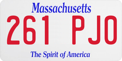 MA license plate 261PJ0