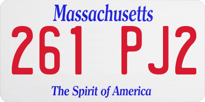 MA license plate 261PJ2