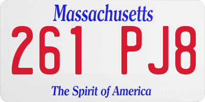 MA license plate 261PJ8
